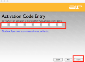 Activation Code Entry